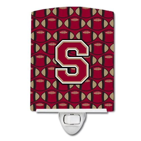 Letter S Football Garnet & Gold Ceramic Night Light