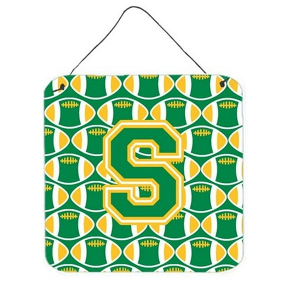 Letter S Football Green & Gold Wall or Door Hanging Prints