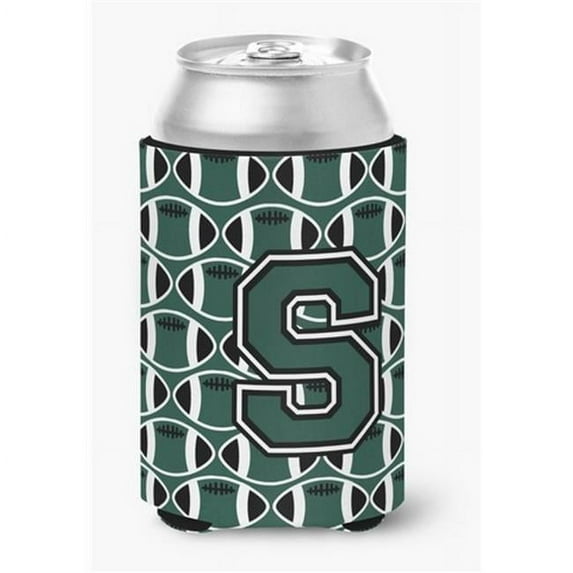 Letter S Football Green & White Can or Bottle Hugger