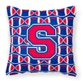 thumbnail image 1 of Letter S Football Harvard Crimson and Yale Blue Fabric Decorative Pillow, 1 of 4