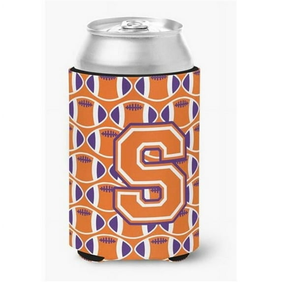 Letter S Football Orange, White & Regalia Can or Bottle Hugger