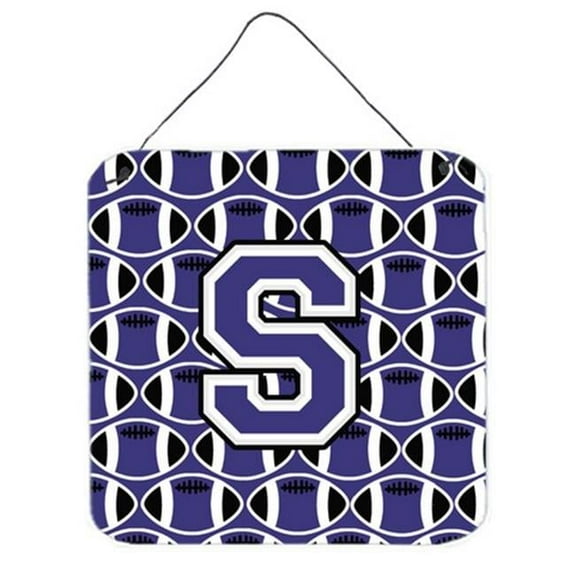 Letter S Football Purple & White Wall or Door Hanging Prints