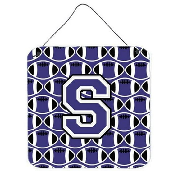 Letter S Football Purple & White Wall or Door Hanging Prints
