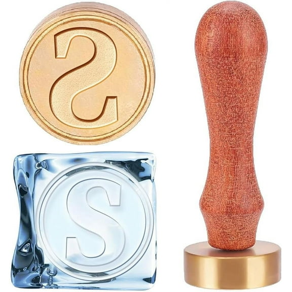 Letter S Ice Stamp Ice Cube Stamp Cocktail Ice Stamp Ice Drinking Making Tool with Removable Stamp Handle and Velvet Pouches Ice Cubes Press Stamp for Whiskey Mojito Ice Drinks Making for DIY
