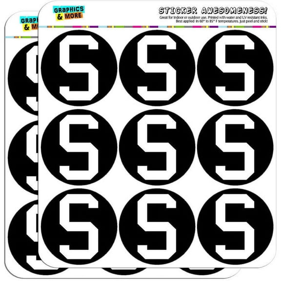 Letter S Initial Black White 18 2" Planner Calendar Scrapbooking Crafting Stickers