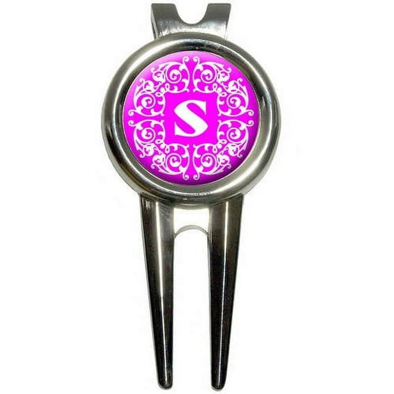 Letter S Initial Hot Pink And White Scro