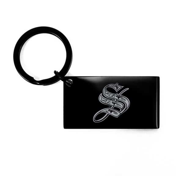 Letter S Initial Keychain for Men S Monogram Gift for Her Personalized Alphabet Name Black Stainless Steel Key Chain