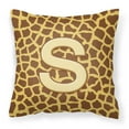 thumbnail image 1 of Letter S Initial Monogram - Giraffe Fabric Decorative Pillow, 1 of 4