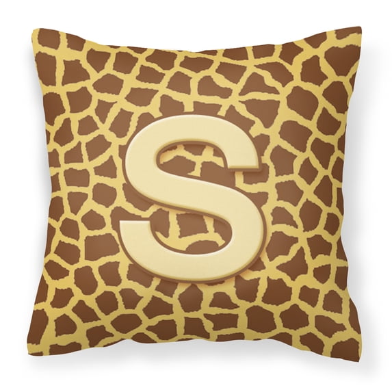 Letter S Initial Monogram - Giraffe Fabric Decorative Pillow