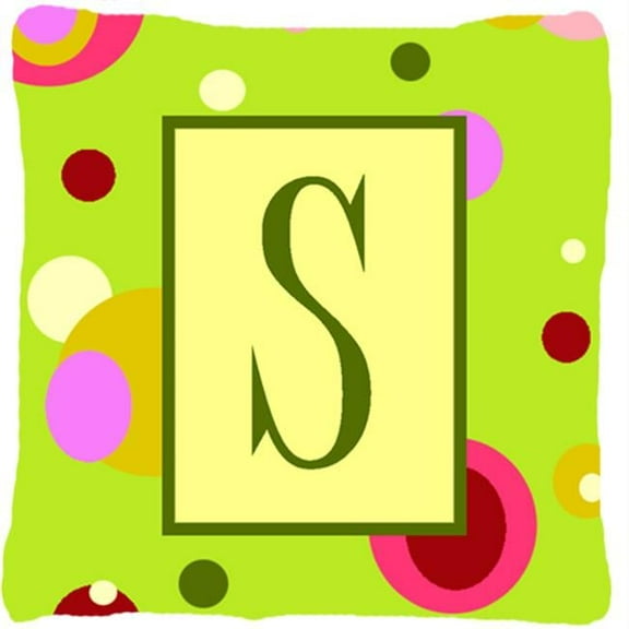 Letter S Initial Monogram - Green Decorative Indoor & Outdoor Fabric Pillow