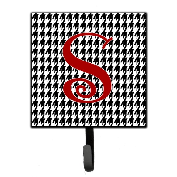 Letter S Initial Monogram - Houndstooth Black Leash or Key Holder