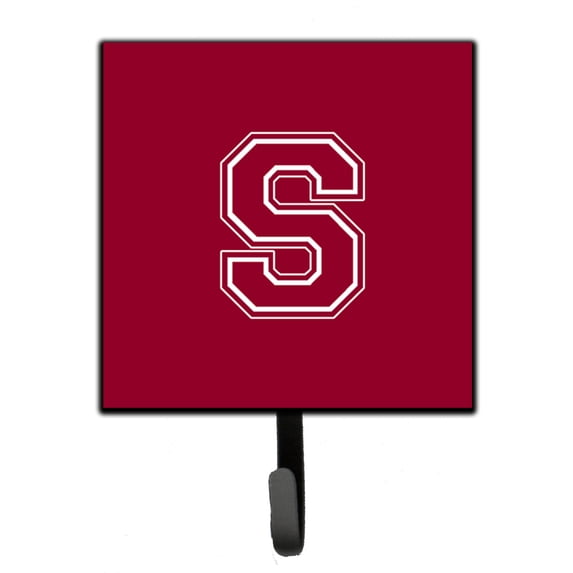 Letter S Initial Monogram - Maroon and White Leash or Key Holder