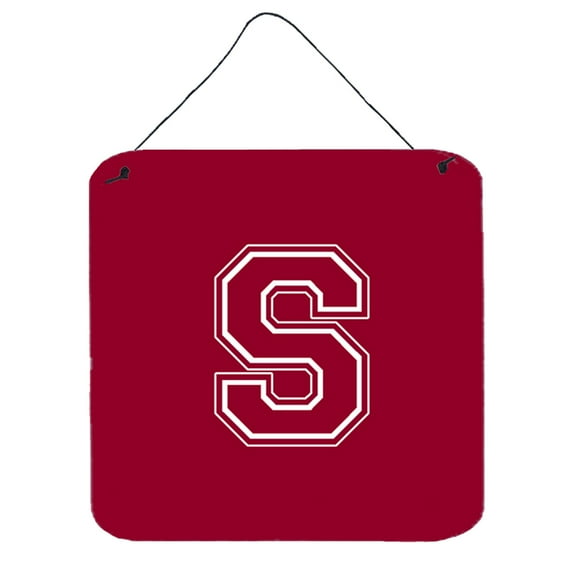 Letter S Initial Monogram - Maroon and White Wall or Door Hanging Prints