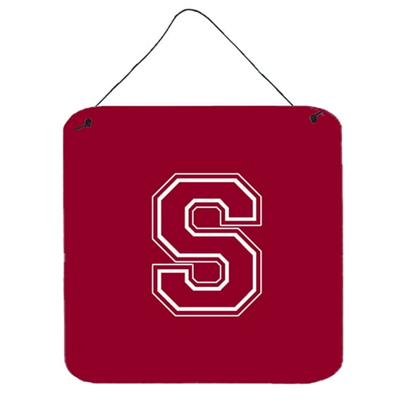 Letter S Initial Monogram - Maroon and White Wall or Door Hanging Prints