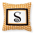 thumbnail image 1 of Letter S Initial Monogram - Orange Polkadots Fabric Decorative Pillow, 1 of 4
