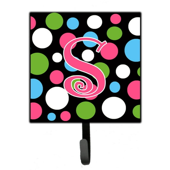 Letter S Initial Monogram - Polkadots and Pink Leash or Key Holder