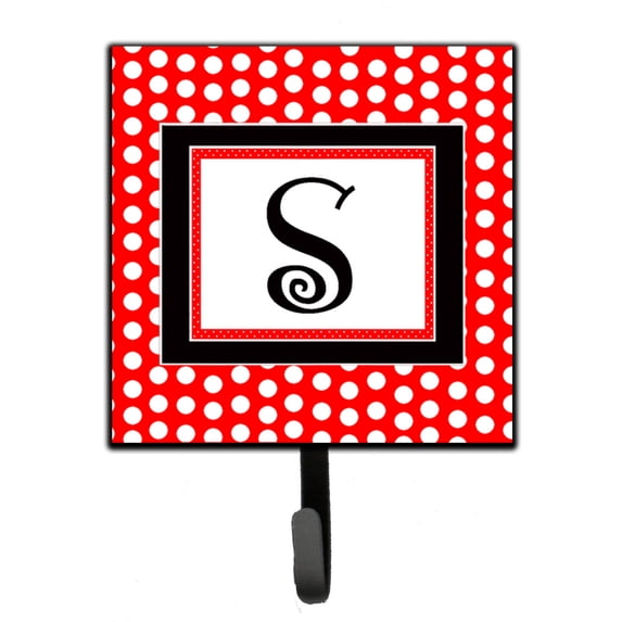 Letter S Initial - Red Black Polka Dots Leash or Key Holder