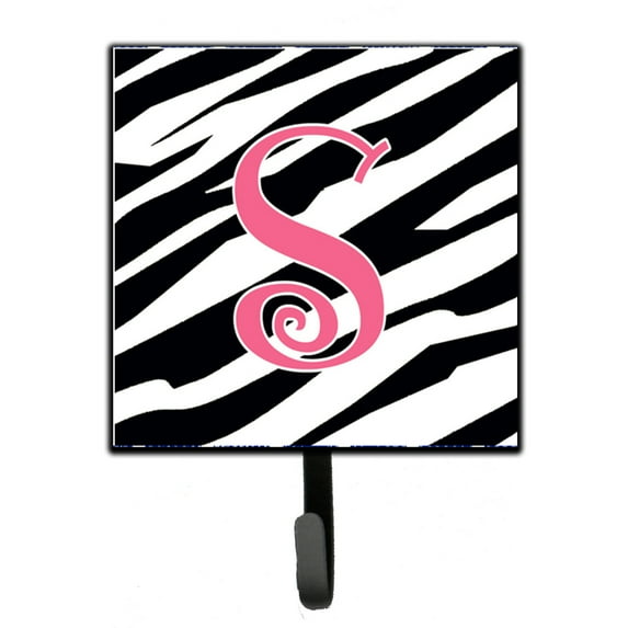 Letter S Initial Zebra Stripe and Pink Leash or Key Holder