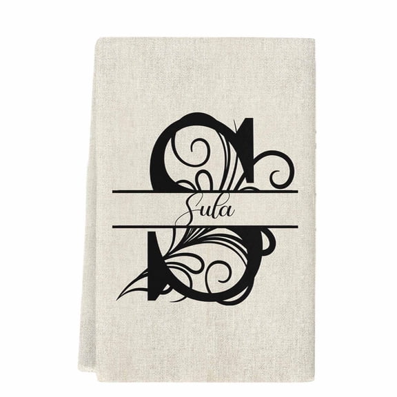 Letter S Microfiber Kitchen Towel, Monogram Words Soft Absorbent Dish Towels, Quick Drying Washable Dishcloths for Kitchen Cleaning, Drying Dishes, 18x28 Inches