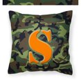 thumbnail image 1 of Letter S Monogram - Camo Green Fabric Decorative Pillow, 1 of 4