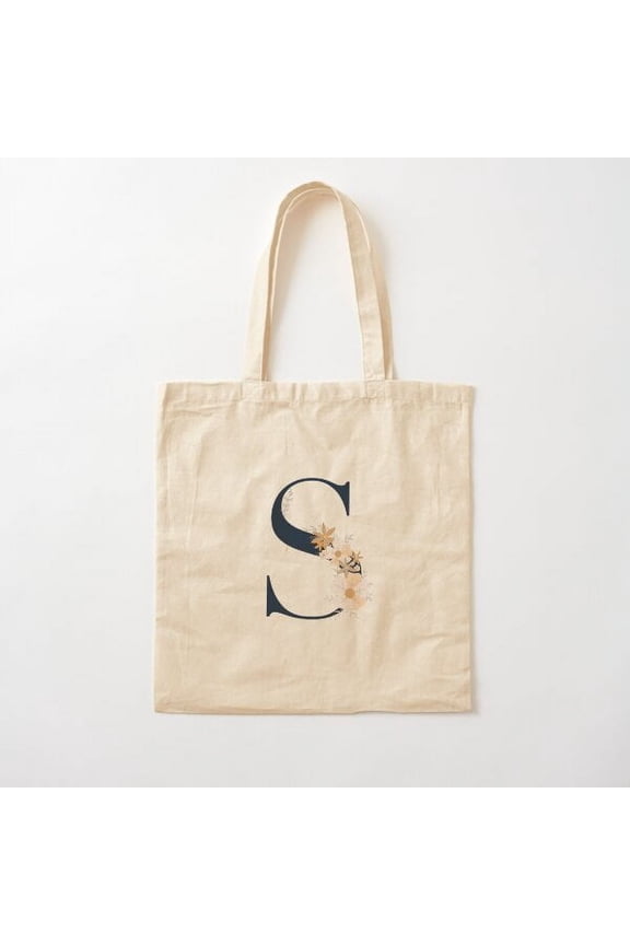 Letter S Monogram Dark Blue Canvas Tote Bags, Reusable Shopping Bag