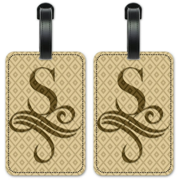 Letter "S" Monogram - Luggage ID Tags / Suitcase Identification Cards - Set of 2