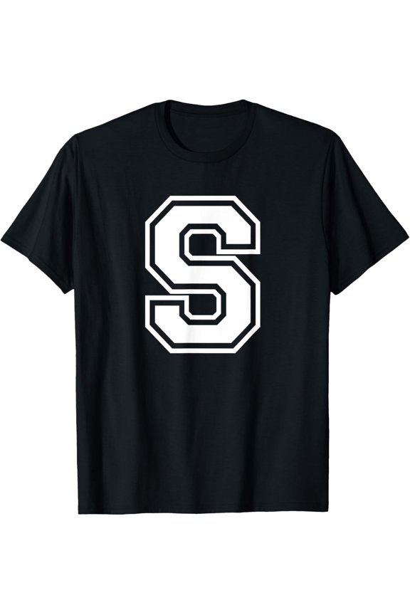 Letter S Name Initial Varsity Alphabet Monogram T-Shirt
