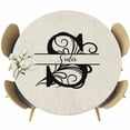 thumbnail image 1 of Letter S Round Tablecloth 45-54 Inch Round Fitted Table Cloth with Elastic Edge, Monogram Words Waterproof Table Cover Protector for Outdoor Picnic Party Dining, 1 of 6