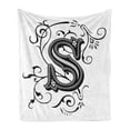 thumbnail image 1 of Letter S Soft Flannel Fleece Throw Blanket, Monochrome Letter from Alphabet S Abstract Design Swirls and Other Shapes, Cozy Plush for Indoor and Outdoor Use, 50" x 60", Black Grey White, by Ambesonne, 1 of 5