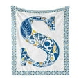 thumbnail image 1 of Letter S Soft Flannel Fleece Throw Blanket, Old Fashioned Alphabet Typography Design in a Frame with Azulejo Motifs, Cozy Plush for Indoor and Outdoor Use, 70" x 90", Blue Yellow Orange, by Ambesonne, 1 of 5