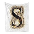 thumbnail image 1 of Letter S Soft Flannel Fleece Throw Blanket, Uppercase Typography Fiery Hot Flames Charred and Background, Cozy Plush for Indoor and Outdoor Use, 60" x 80", Orange Black Tan, by Ambesonne, 1 of 5