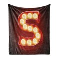 thumbnail image 1 of Letter S Soft Flannel Fleece Throw Blanket, Vintage Casino Sign Capitalized Letter Vibrant Color Palette Design, Cozy Plush for Indoor and Outdoor Use, 50" x 70", Vermilion Yellow Black, by Ambesonne, 1 of 5