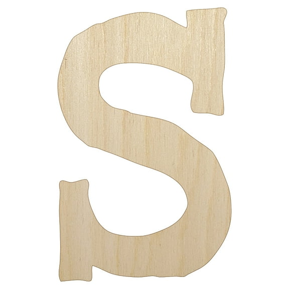 Letter S Uppercase Cute Typewriter Font Wood Shape Unfinished Piece Cutout Craft DIY Projects - 4.70 Inch Size - 1/8 Inch Thick