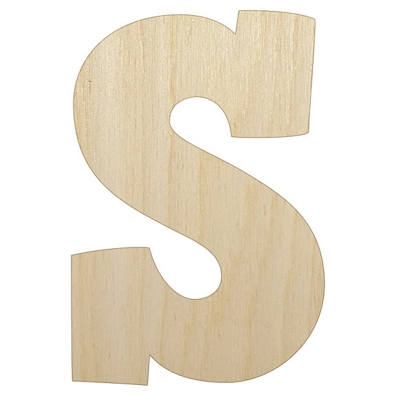 Letter S Uppercase Fun Bold Font Wood Shape Unfinished Piece Cutout Craft DIY Projects - 4.70 Inch Size - 1/4 Inch Thick