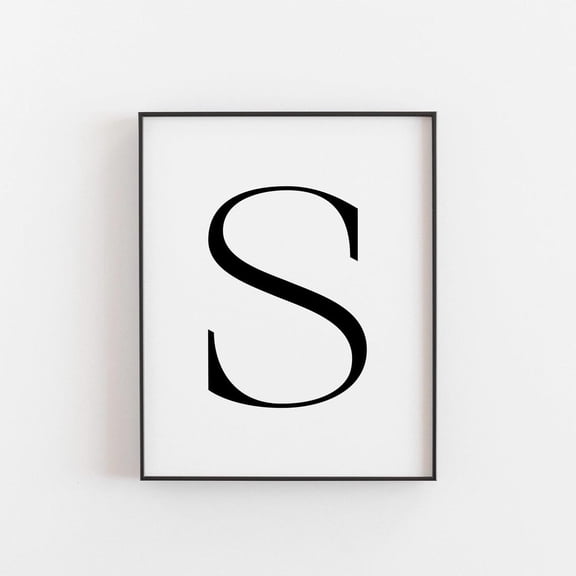 Letter S Wall Art Print, Minimalist Initial Wedding Bedroom Decor
