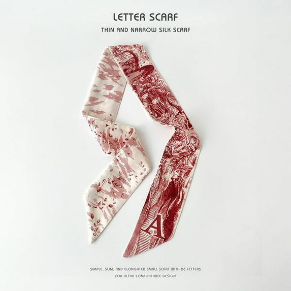 Letter Scarf for Bags Handbag Handle Ribbon Satin Neck Scarf Neckerchief Headbands Hair Scarf for Women Girls Special Gifts