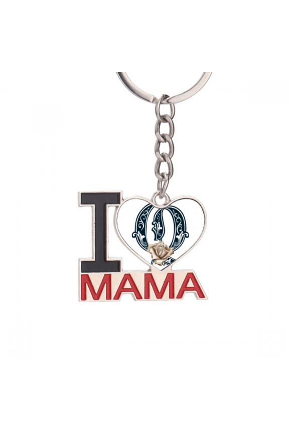 Letter Shaped Flowers Open Keychain Metal Keyring Holder Love MAMA Mother