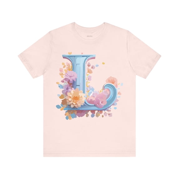 Letter L Graphic Tee Unisex Jersey Short Sleeve Vintage Art Design Original Artwork