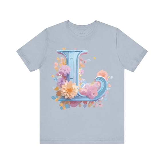 Letter L Graphic Tee Unisex Jersey Short Sleeve Vintage Art Design Original Artwork