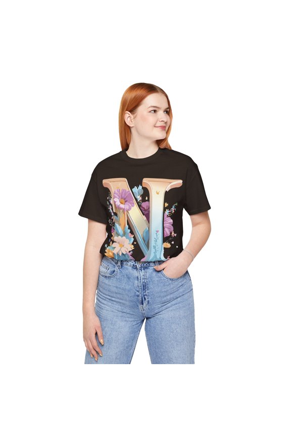 Letter N Unisex Graphic Tee Vintage Inspired Artwork Short Sleeve