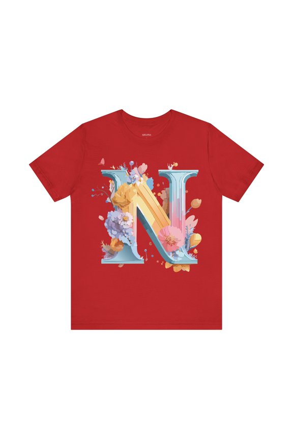 Letter N Unisex Graphic Tee With Vintage Inspired Artwork Jersey