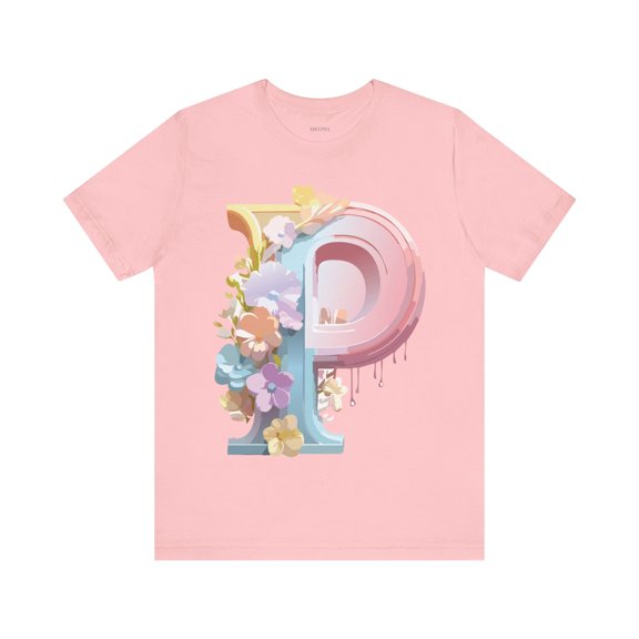 Letter P Graphic Tee Unisex Vintage Inspired Art Design Jersey Short Sleeve