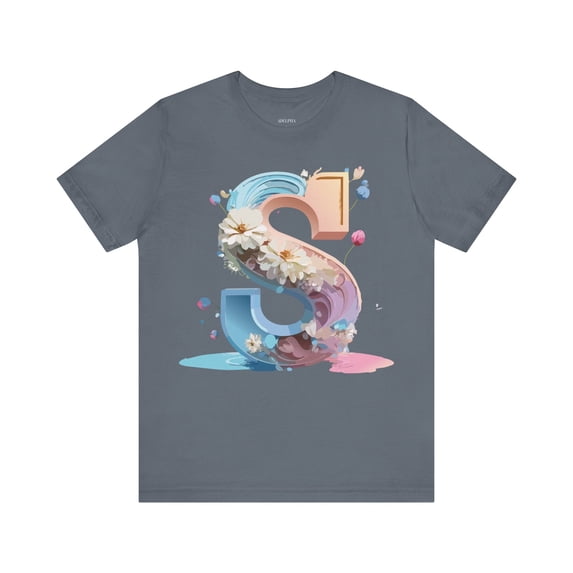 Letter S Graphic Unisex Tee With Vintage Artwork Short Sleeve Comfort