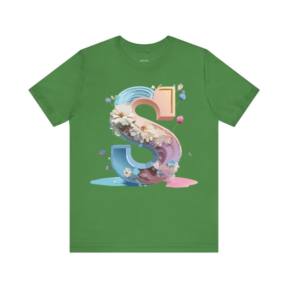 Letter S Graphic Unisex Tee With Vintage Artwork Short Sleeve Comfort