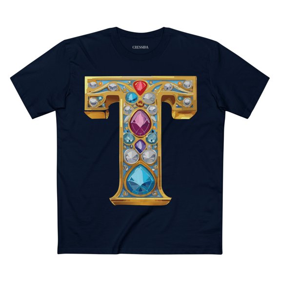 Letter Shirt, Shirt with Letters, Tee Shirt with Gold Letters