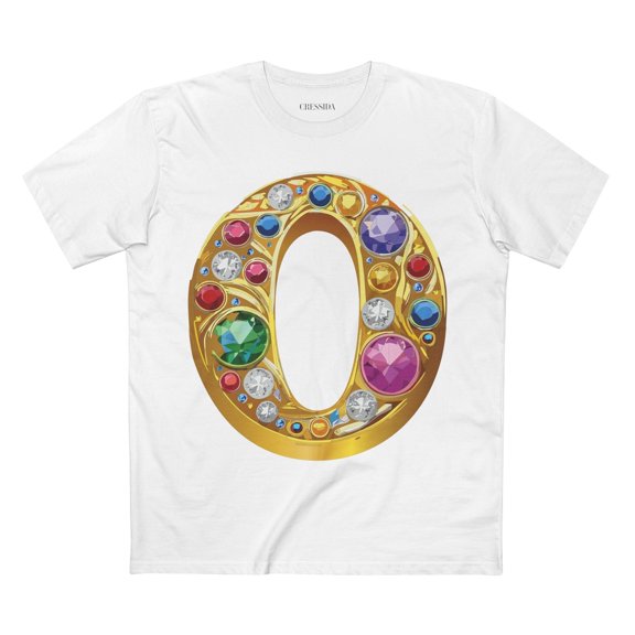 Letter O Graphic Design Tee Unisex 100 Cotton With Antique Gold Letters Artwork T-Shirt