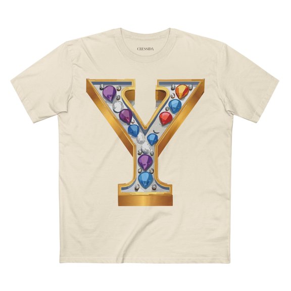 Letter Y Graphic Design Tee Unisex 100 Cotton With Antique Gold Letters Artwork T-Shirt