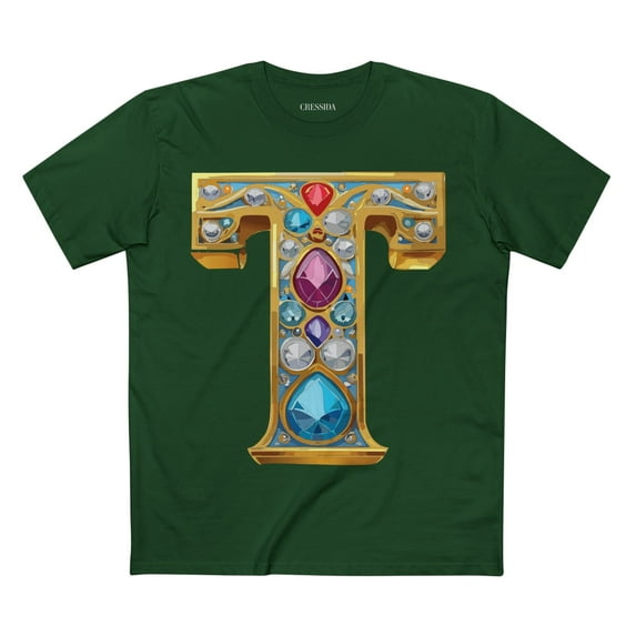 Letter Shirt, Shirt with Letters, Tee Shirt with Gold Letters