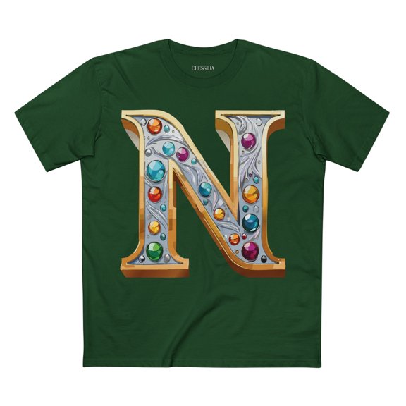 Letter Shirt, Shirt with Letters, Tee Shirt with Gold Letters