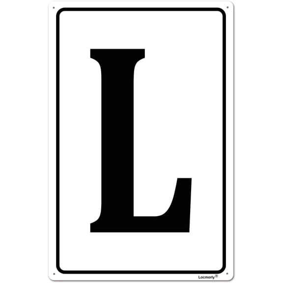 Letter Sign L, Parking Spot Letter Signs, 8x12 Inch, Large Sign with Letter for Dock, Court, Aisle, Field and Outdoor Use Wall Decor Metal Tin Sign